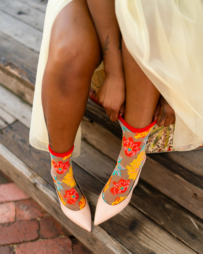 Sock candy flower power sheer socks and heels sheer floral socks